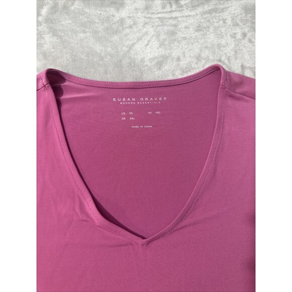 Women’s Susan Graver Modern Essential Blouse Pink Plus Size 3X - Picture 5 of 11